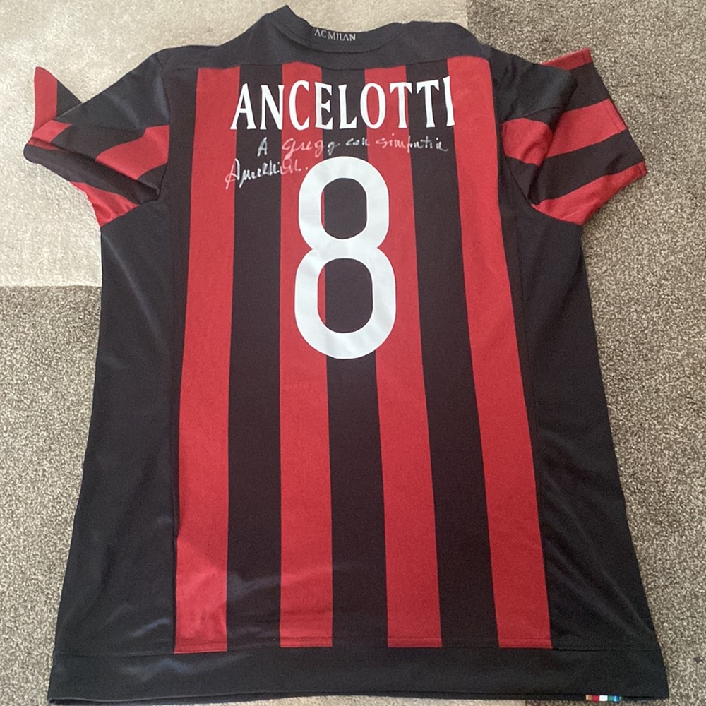 Carlo Ancelotti signed AC Milano Jersey